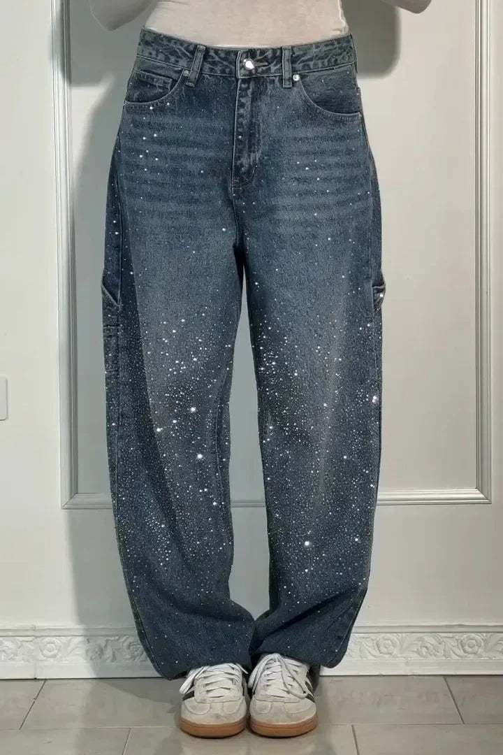 Violette | Hose für Damen mit hoher Taille und weiten Beinen und Knopftaschen