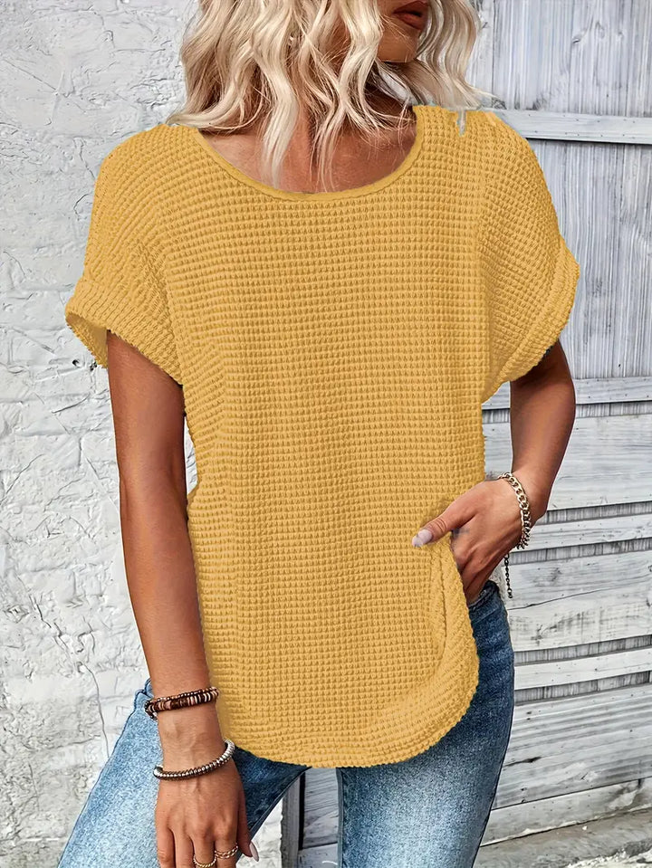 Oliv | Bequemes Rundhals-T-Shirt mit Rundhalsausschnitt