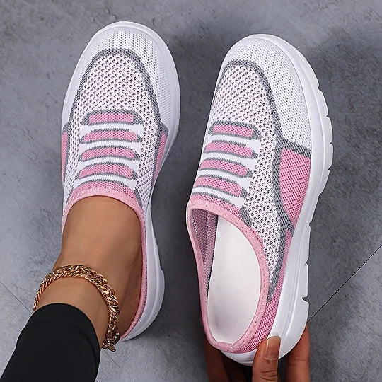 Schicke und atmungsaktive Damen Slip-On Mesh Sneakers mit flachem Absatz