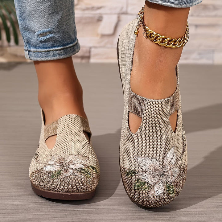 Schicke bestickte atmungsaktive Damenschuhe für Damen mit Blumenmuster