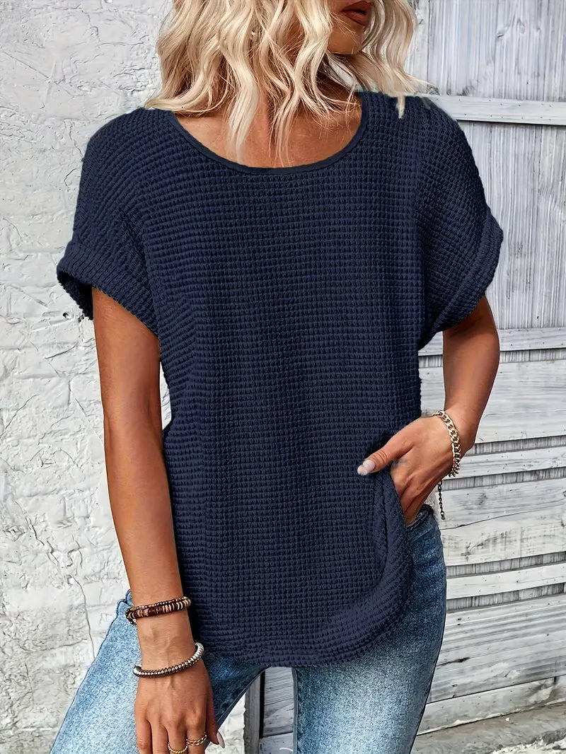 Oliv | Bequemes Rundhals-T-Shirt mit Rundhalsausschnitt