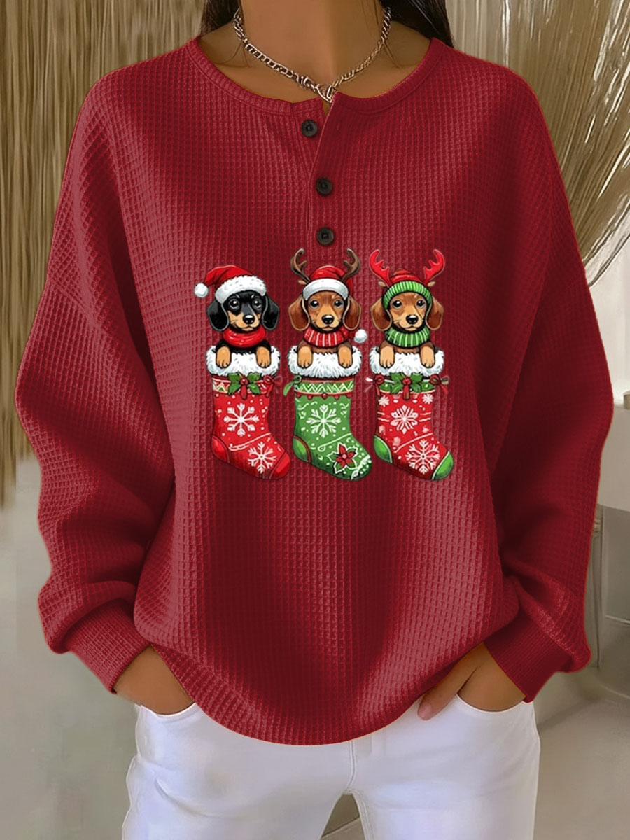 Grethe | Vintage Weihnachtspullover für Damen mit Hundemotiv