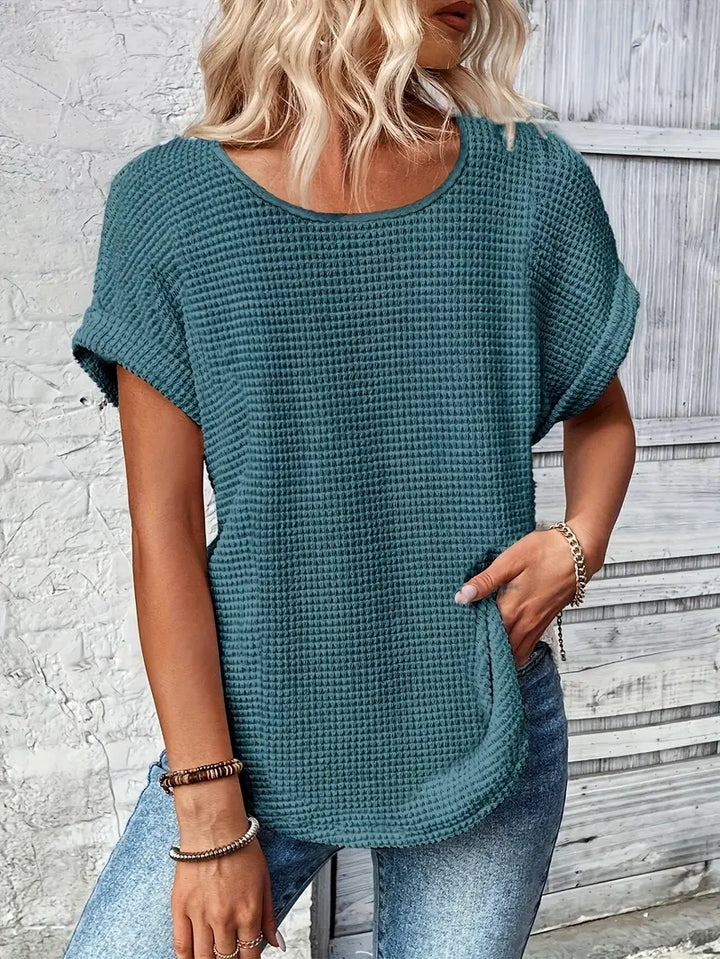 Oliv | Bequemes Rundhals-T-Shirt mit Rundhalsausschnitt