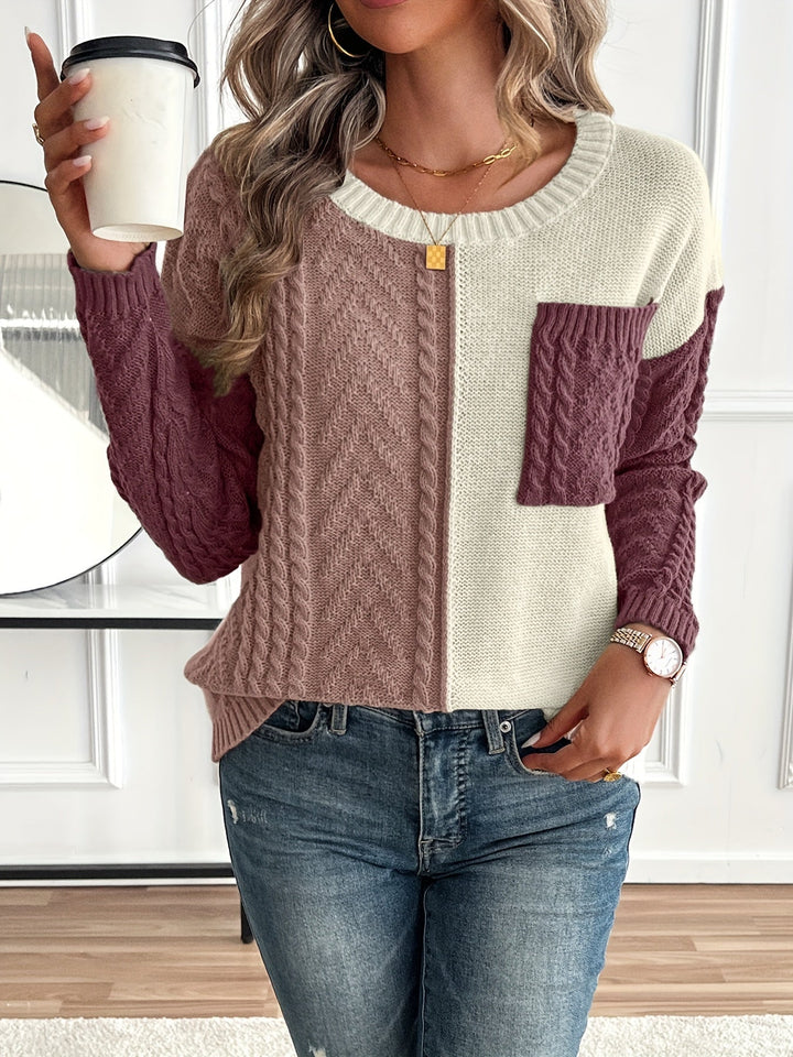 Mara | Damen Pullover mit Tasche und Rundhalsausschnitt