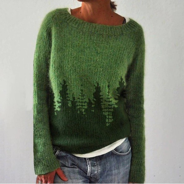 SILVIA | Retro-Pullover für Damen mit Rundhalsausschnitt und langen Ärmeln