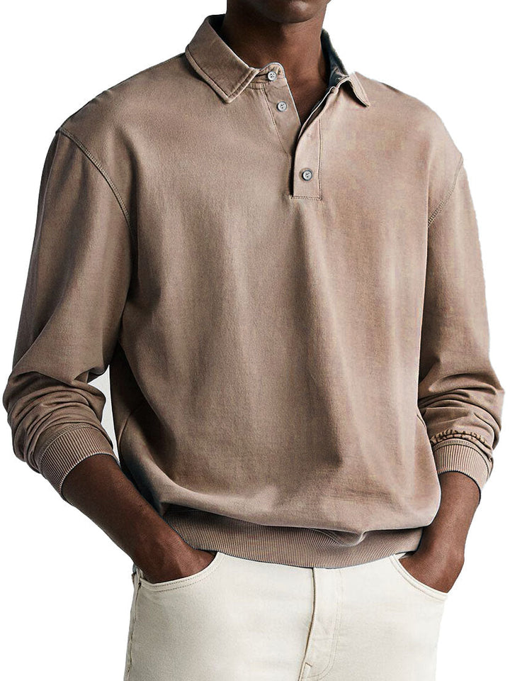 Victor | Herren Vintage Polo mit langen Ärmeln Poloshirt