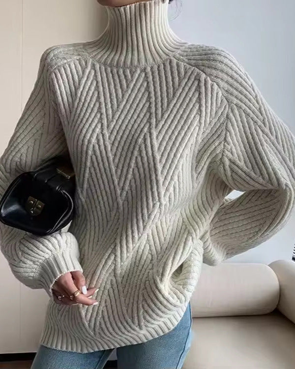 Audrey | Gestrickter Rollkragenpullover für Damen mit langen Ärmeln