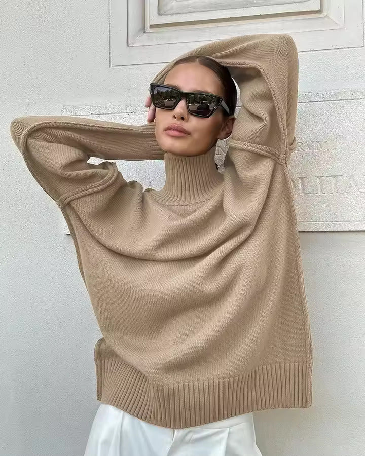 Isabella | Gestrickter Rollkragenpullover für Damen mit langen Ärmeln