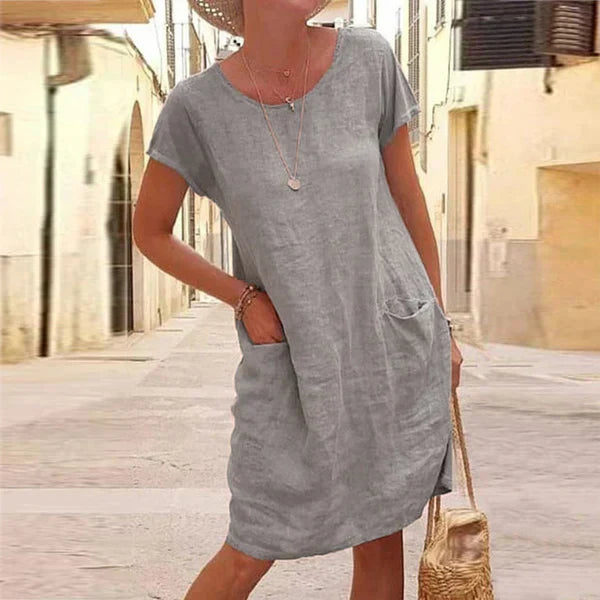 Elsie | Lässiges, Bequemes Kleid mit Rundhalsausschnitt und langen Ärmeln