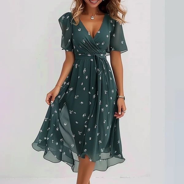 Elvira | Bedrucktes Sommerkleid mit langen Ärmeln