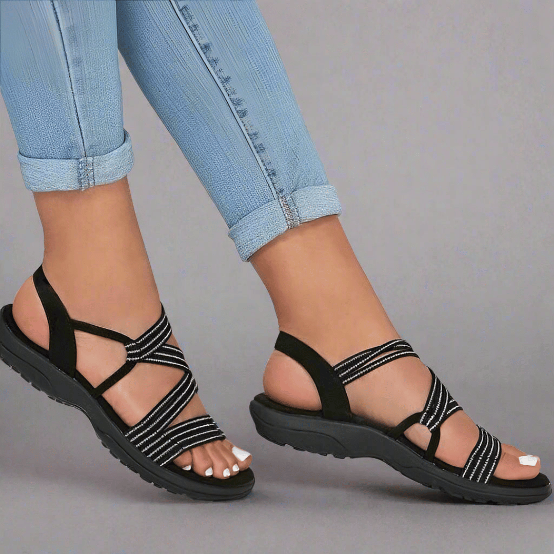 Helene | Bequeme Orthopädische Schuhe für Damen mit flachem Absatz und Streifen