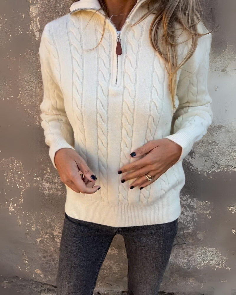 Rosalia | Premium Freizeit-Half-Zip-Pullover für Damen mit Stehkragen