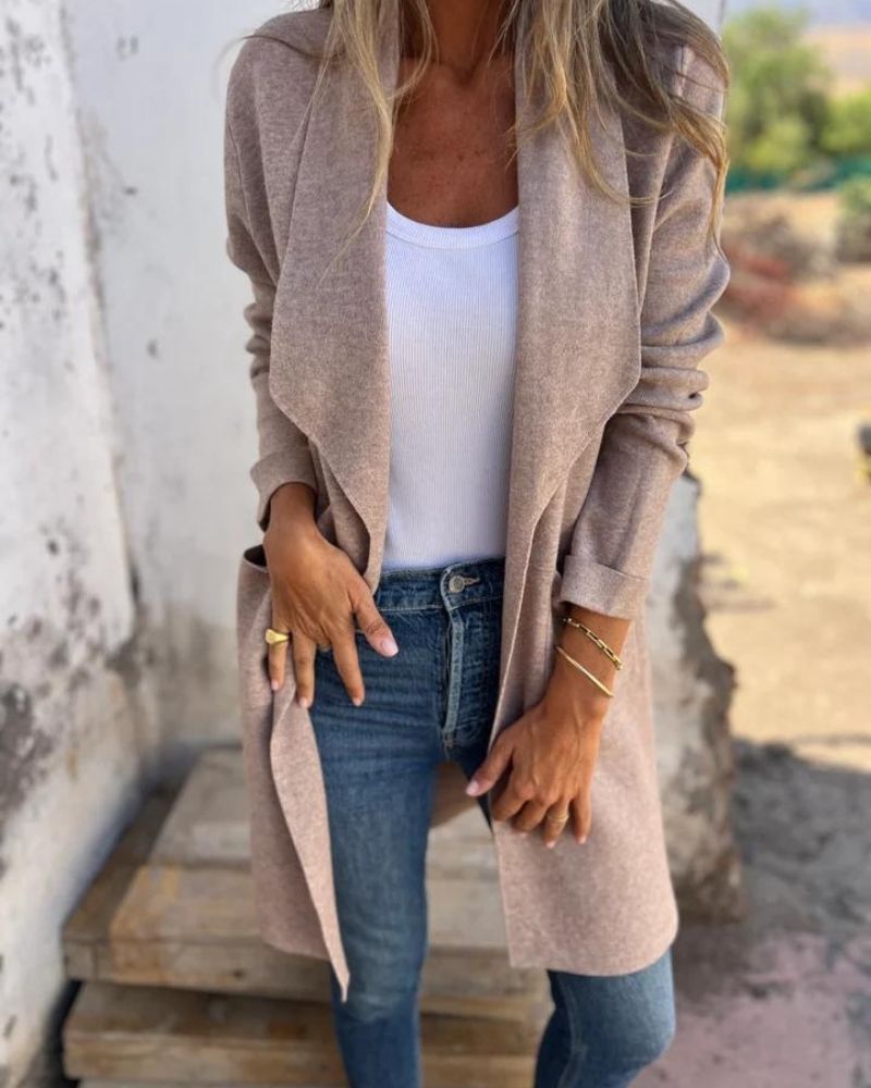 Eigona | Lässige Revers-Cardigan-Jacke für Damen mit langen Ärmeln
