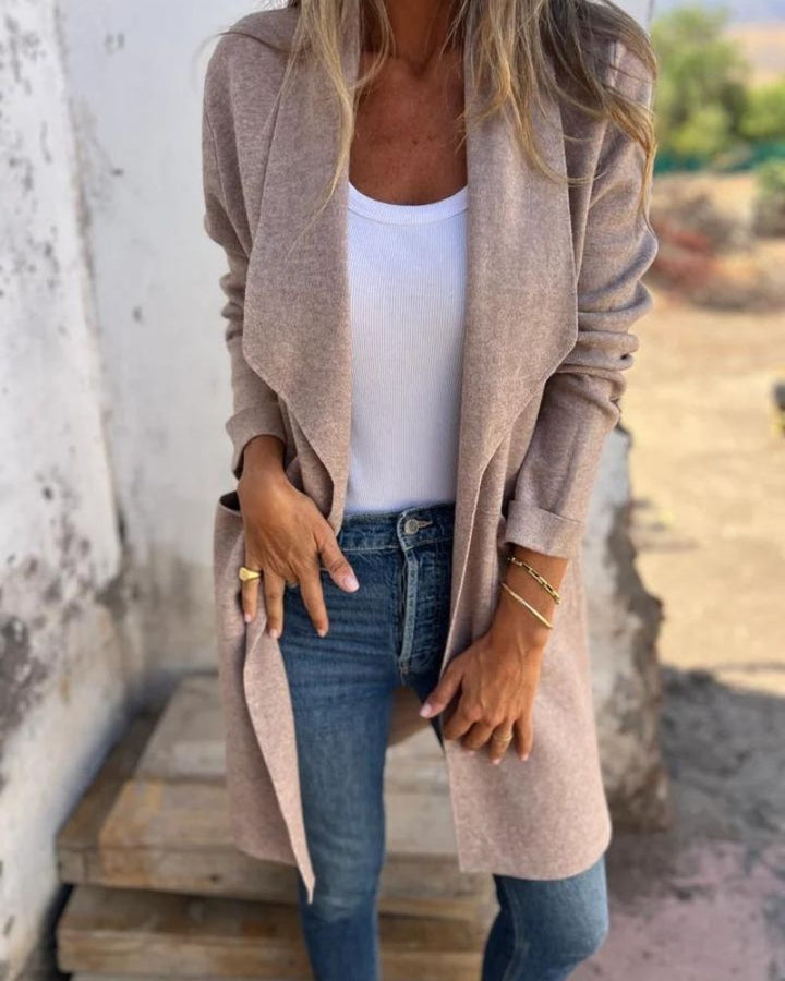 Eigona | Lässige Revers-Cardigan-Jacke für Damen mit langen Ärmeln