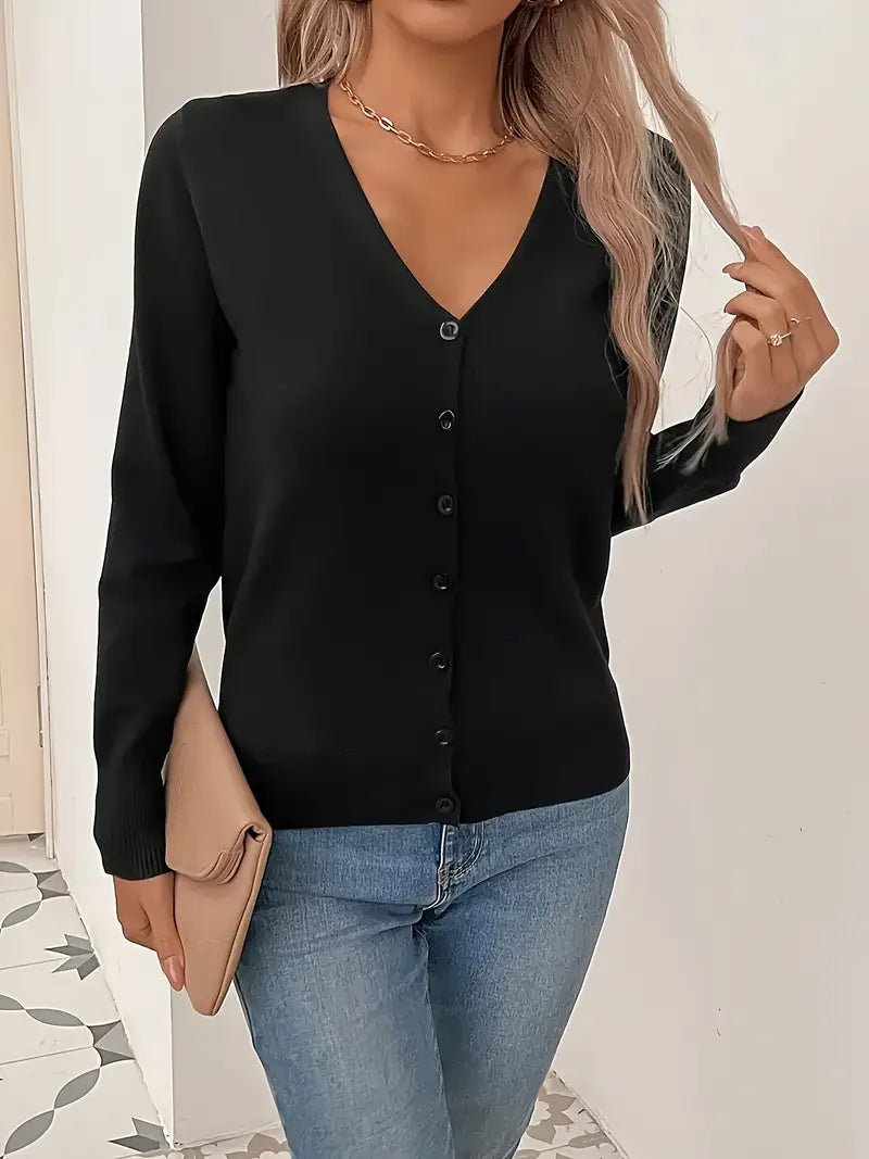 Odele | Anmutiger Minimalistischer Cardigan für Damen mit V-Ausschnitt
