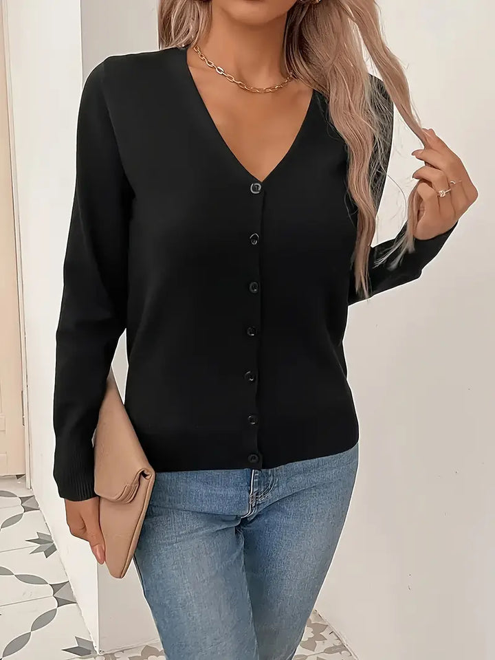 Odele | Anmutiger Minimalistischer Cardigan für Damen mit V-Ausschnitt