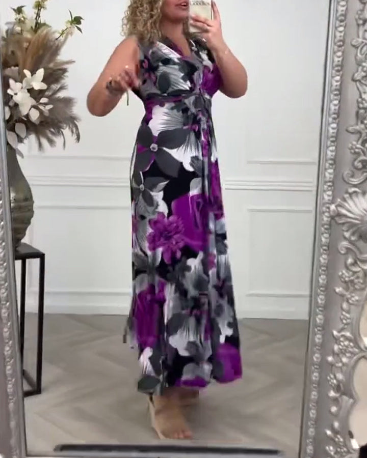 Svea | Ärmelloses Plisseekleid für Damen mit Blumenprint