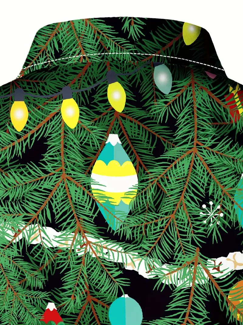Weihnachten | Hemd für Herren mit Baummuster und langen Ärmeln