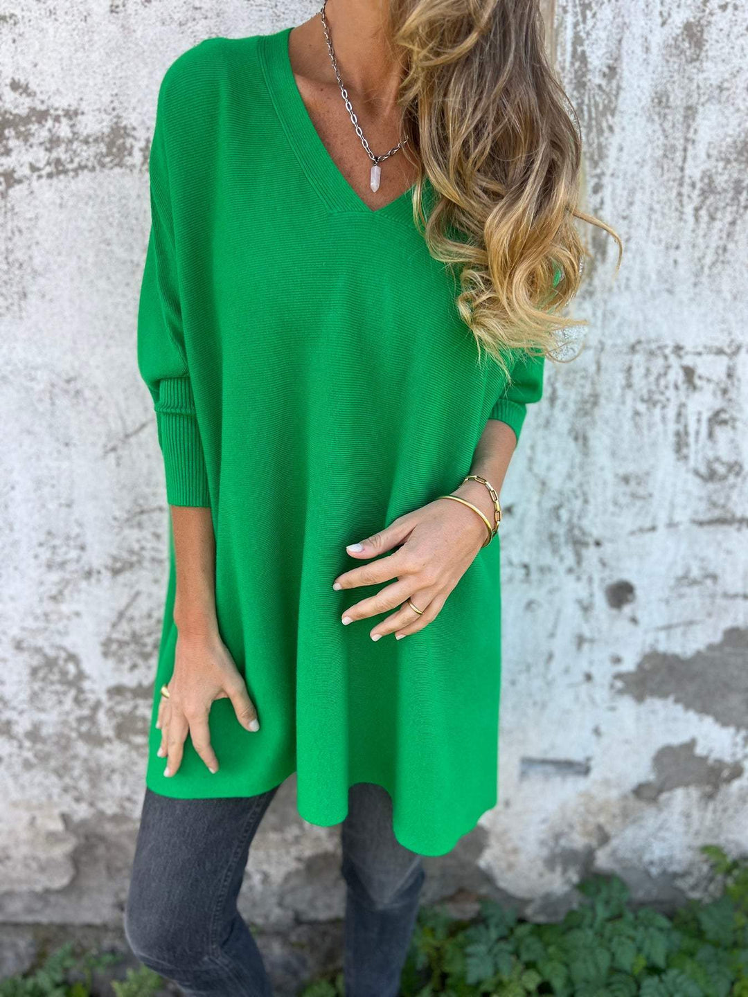 Hannah | V-Ausschnitt Pullover für Damen mit 3/4-Ärmeln und langen Ärmeln