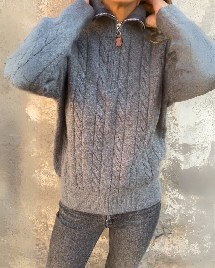 Rosalia | Premium Freizeit-Half-Zip-Pullover für Damen mit Stehkragen