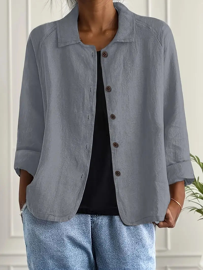 Marilla | Klassischer leichter Hemd-Cardigan für Damen mit 3/4-Ärmeln