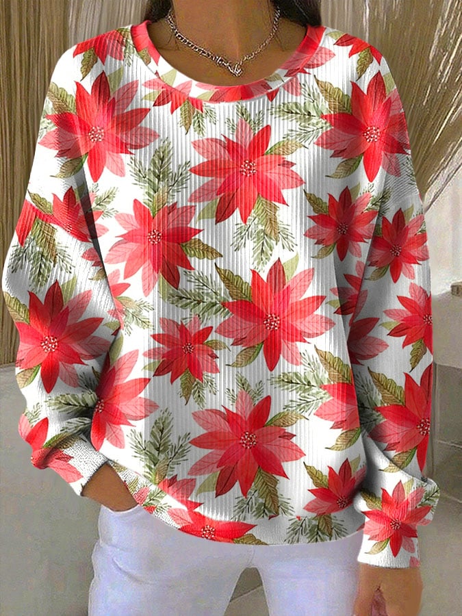 Tamara | Natürlicher Komfort Pullover für Damen mit Blumenmuster und Rundhalsausschnitt