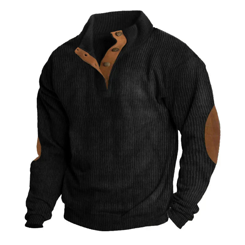 Stefano | Gerippter Knopf-Herrenpullover