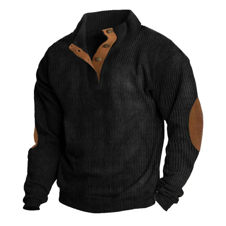 Stefano | Gerippter Knopf-Herrenpullover