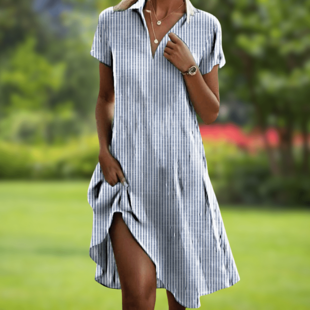 Firi | Schickes Elegantes Kleid für Damen mit Blumenmuster und V-Ausschnitt