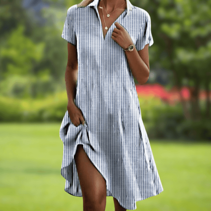 Firi | Schickes Elegantes Kleid für Damen mit Blumenmuster und V-Ausschnitt