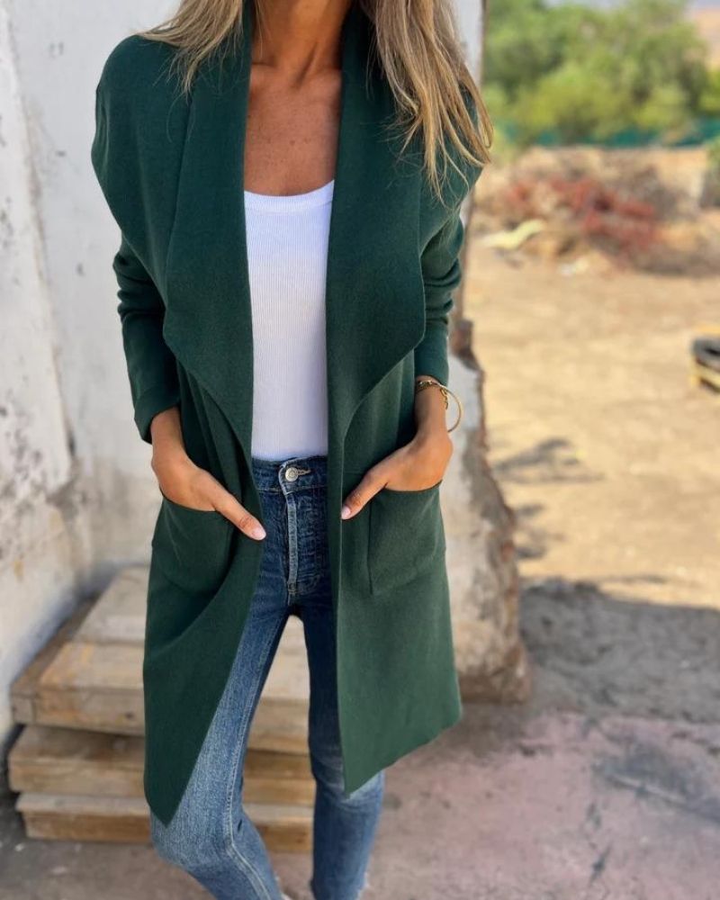 Eigona | Lässige Revers-Cardigan-Jacke für Damen mit langen Ärmeln