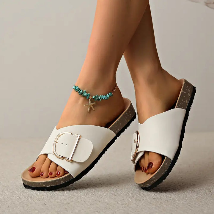 Verstellbare Orthopädische Schnallenriemen Flache Sandalen für Damen