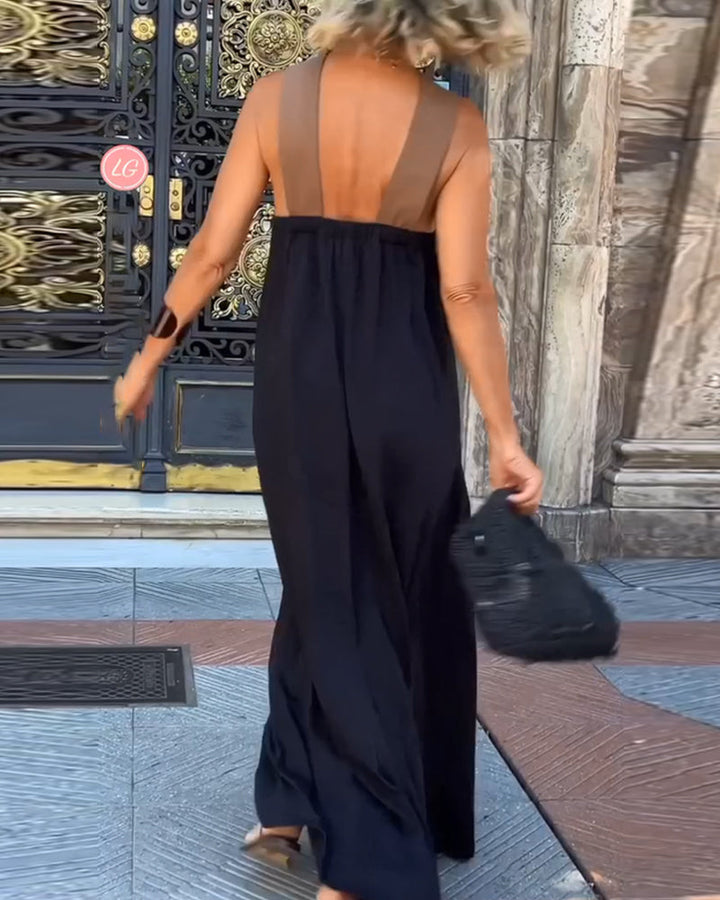 Olive | Maxikleid für Damen mit Kreuzhals
