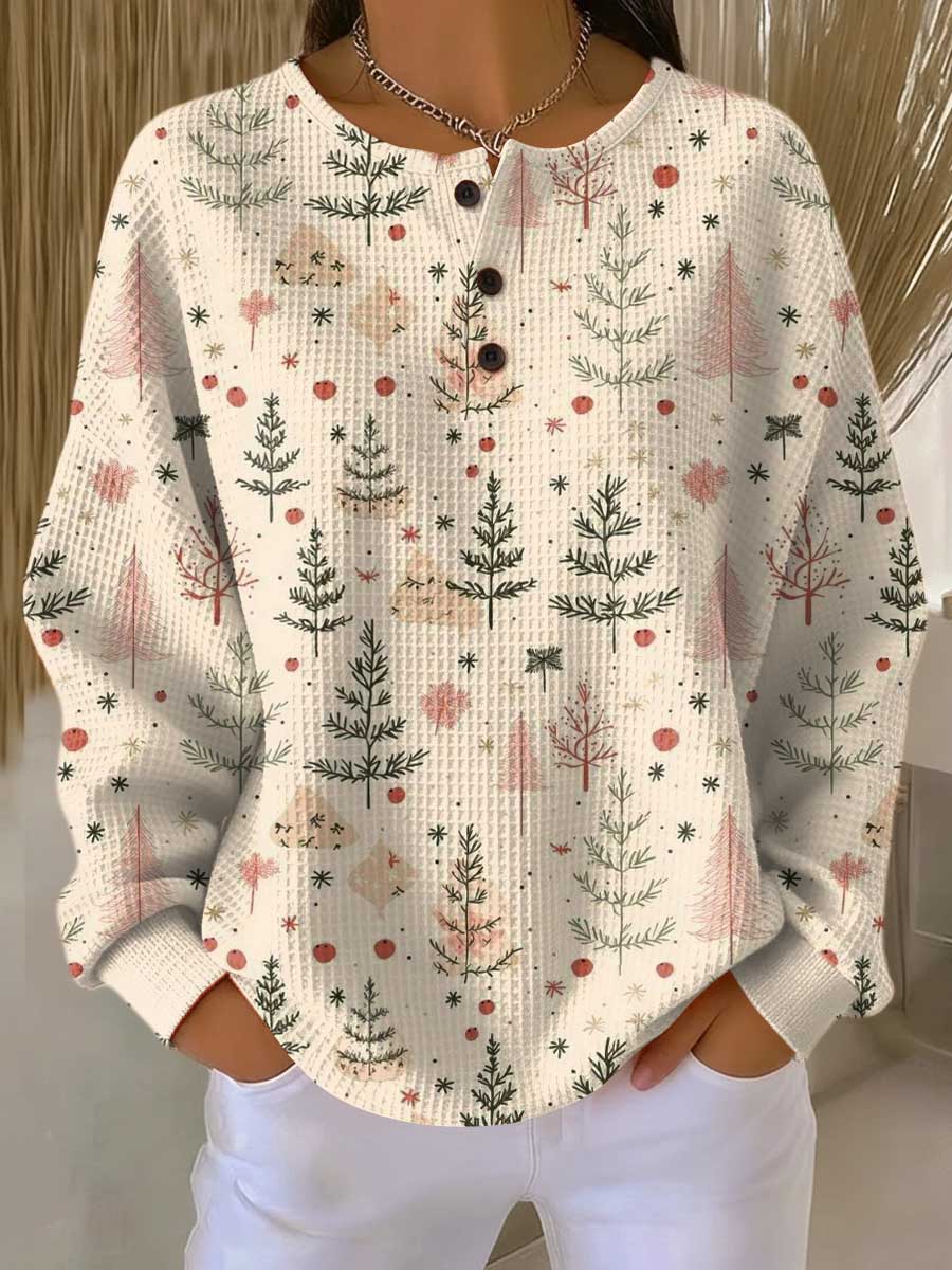 Mathilde | Herbst Cardigan für Damen mit Blumenmuster und Rundhalsausschnitt