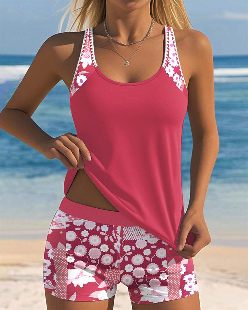 Reina | Badeanzug Tankini Set für Damen mit Blumenmuster