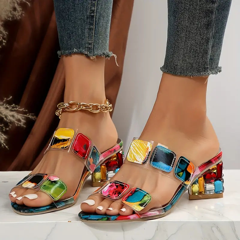 Chiara | Bunte Sandalen mit Doppelriemen