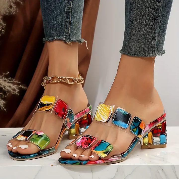 Chiara | Bunte Sandalen mit Doppelriemen