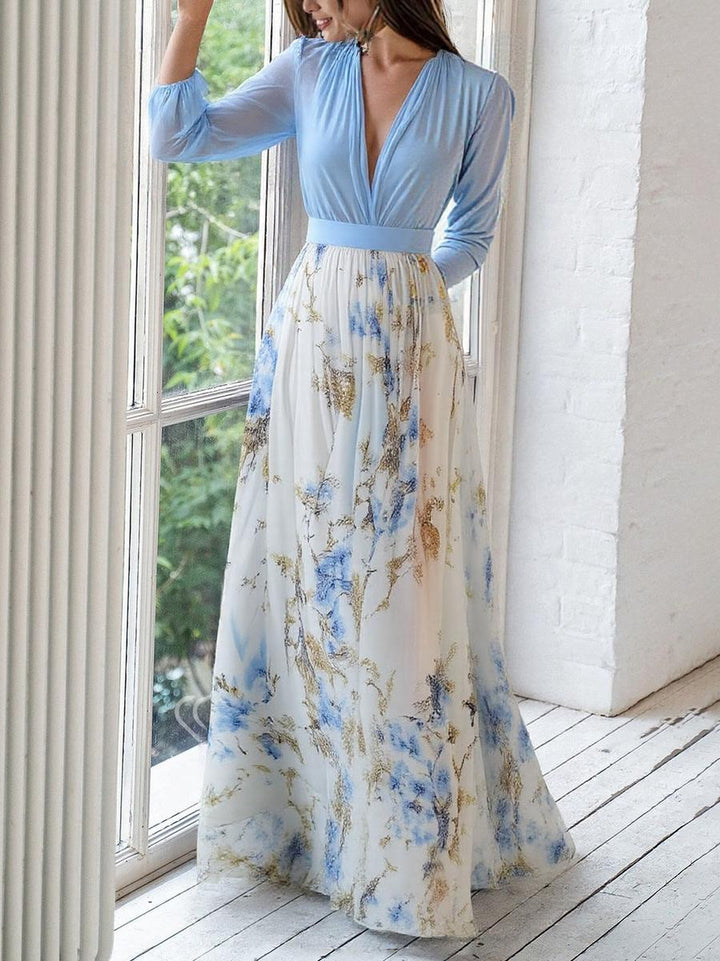 Jewel | Langes Maxikleid für Damen mit Floralprint und V-Ausschnitt