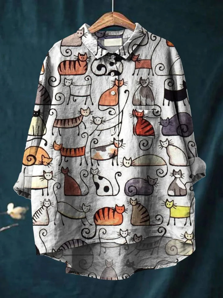 Uluru | Katzenkunst T-Shirt mit langen Ärmeln
