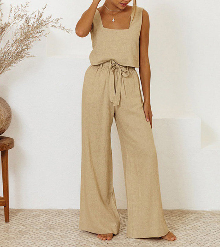 Megan | Minimalistisches Top und weite Hose Set