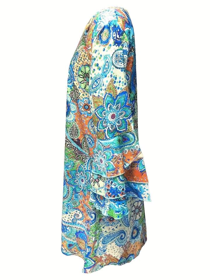 Gwen | Stilvolles Bedrucktes Kleid für Damen mit Blumenmuster und V-Ausschnitt