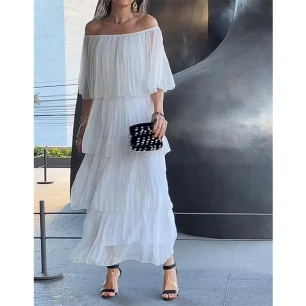 Mabeline | Geschichtetes Breeze Maxikleid für Damen mit kurzen Ärmeln
