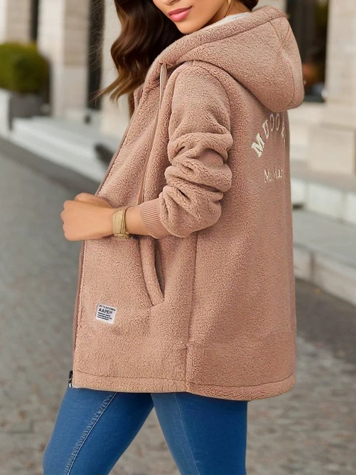 Grace | Winter Kapuzenpulli Lange Ärmel Kordelzug Thermomantel Herbst für Damen