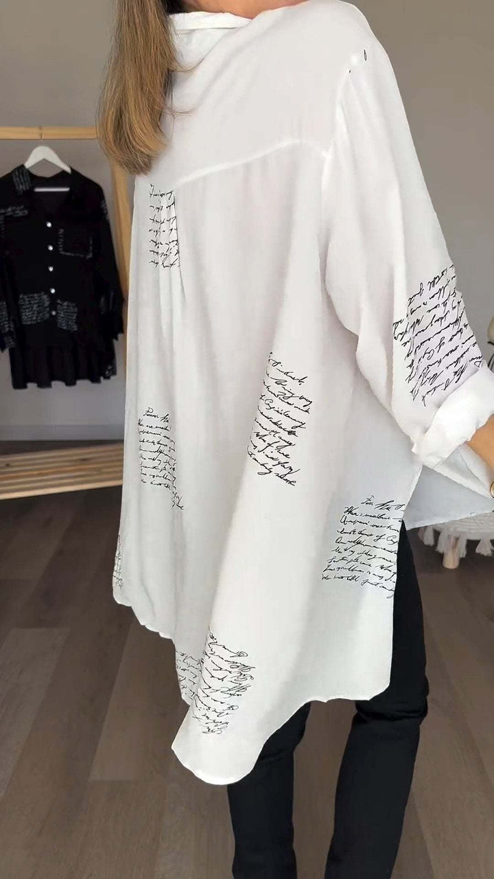 Carla | Handgeschriebene Button-Up-Bluse mit langen Ärmeln