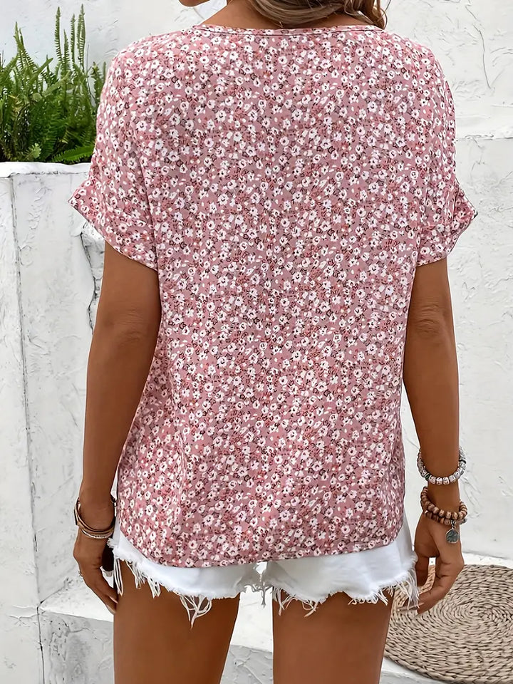 Charis Bluse für Damen mit Blumenmuster und V-Ausschnitt