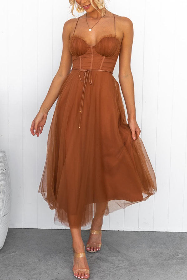 Modernes Prinzessinnen-Maxikleid für Damen mit Trägern für besondere Anlässe