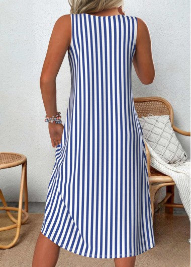 Heidi | Ärmelloses gestreiftes Sommerkleid für Damen mit Bauchbedeckung