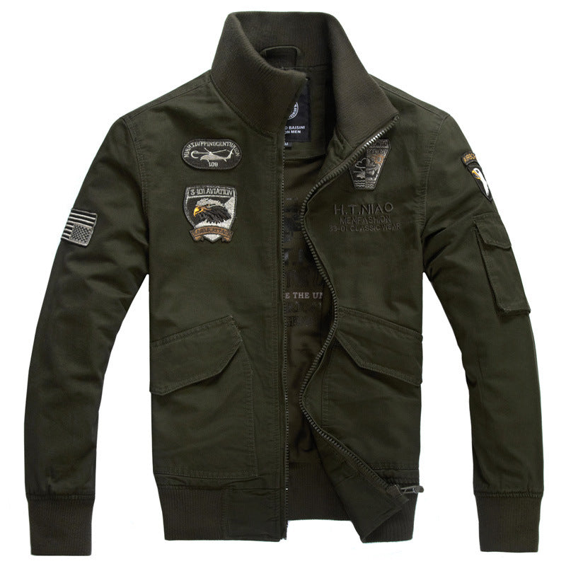 Herren Militärstil-Jacke Langarm mit Taschen