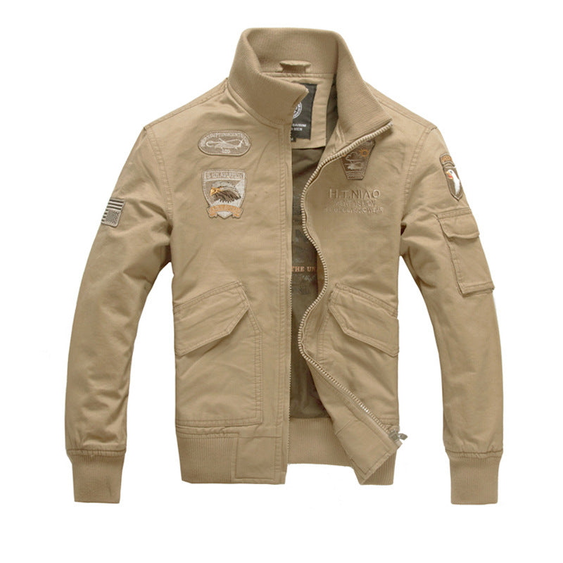 Herren Militärstil-Jacke Langarm mit Taschen