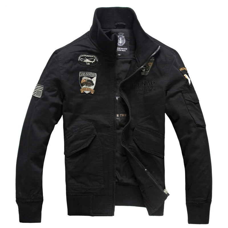 Herren Militärstil-Jacke Langarm mit Taschen